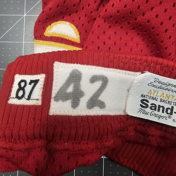 Vintage Atlanta Hawks Team Issued Shorts 34x4 1987 #42 Kevin Willis Game Worn - Picture 8 of 14
